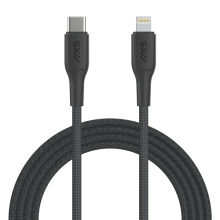 AXS PROCharge Premium USB-C to Lightning Braided Cable Black/White (2.4M)