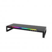 Marvo DZ-01 RGB Computer Monitor Stand, RGB Illumination Effects, 4Ports USB Interface w/ Data Transfer, Anti-Slip Protective Mats, Touch Control Back